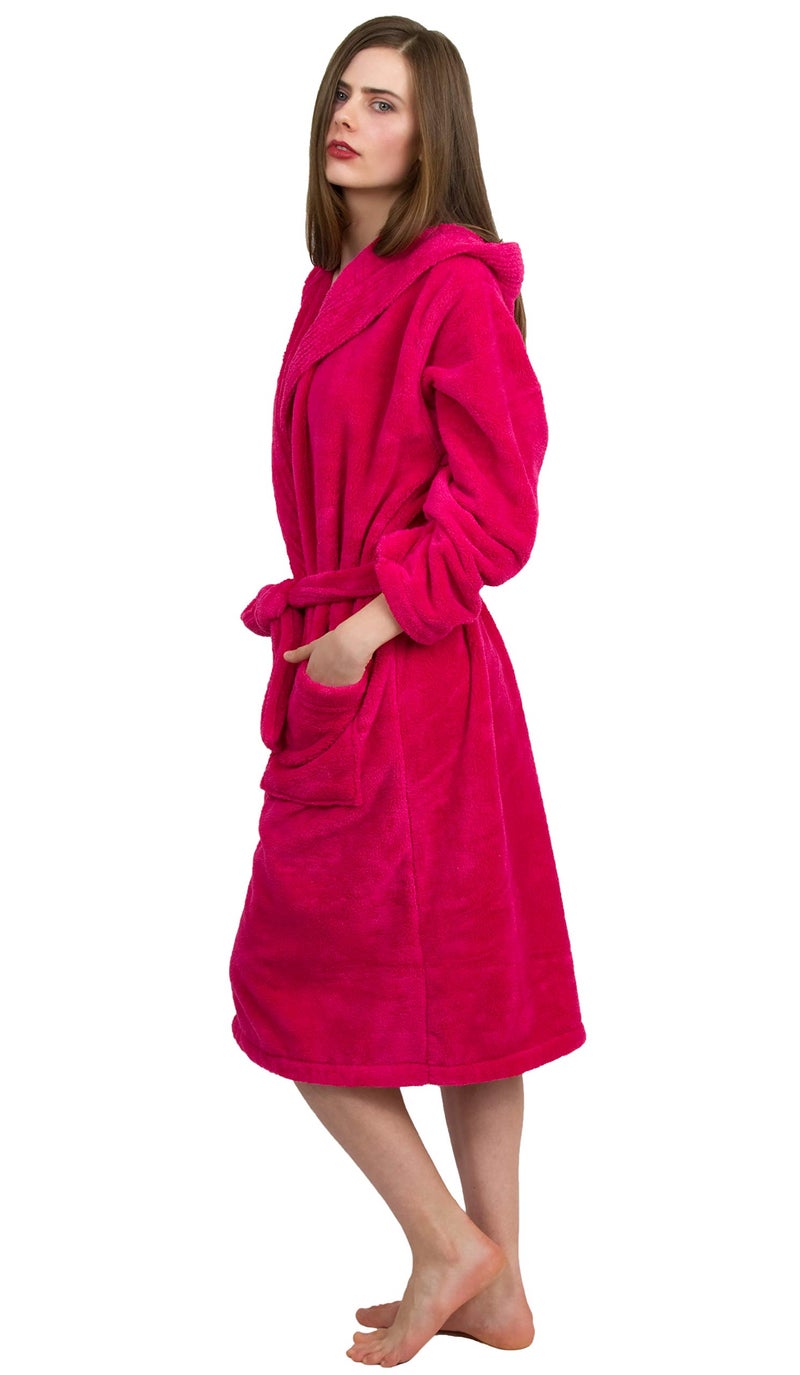 TowelSelections Super Plush Hooded Bathrobe - Luxury Spa Robe for Women and Men, Soft and Warm, Made in Turkey, Fushia, L/XL - Image 4
